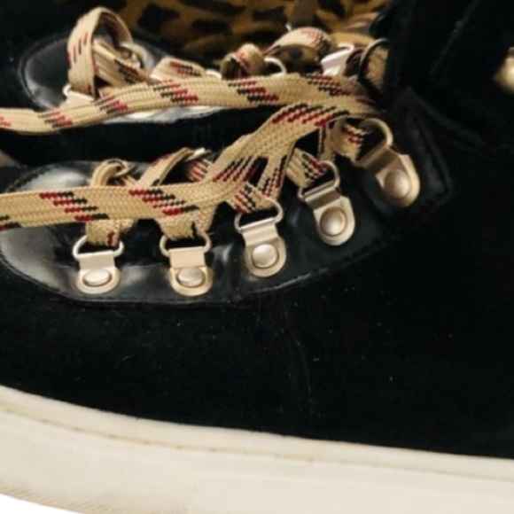 Sam Edelman size 10 Black suede sneaker shearling sheepskin trim - Picture 10 of 13